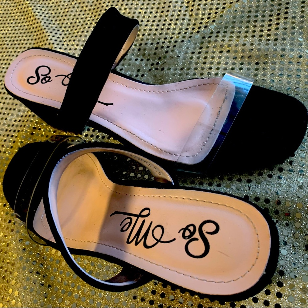 Black Open Toe low heels